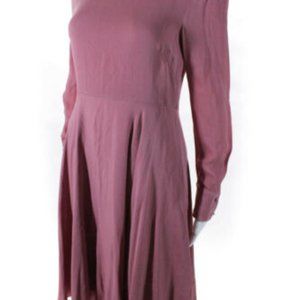 Valentino Womens Silk Long Sleeve Swing Dress Pink
